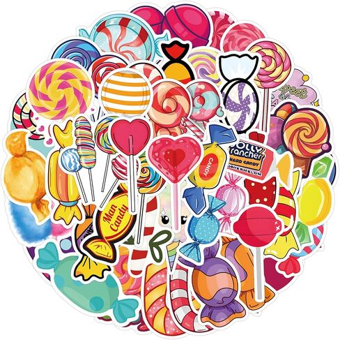 Cute Candy Stickers Pack 55PCS Cartoon Sweet Stickers Gifts for Kids Girls Boys, Kechup Waterproof Vinyl Dessert Stickers for Water Bottles Journaling Luggage Party Supplies in Saudi Arabia