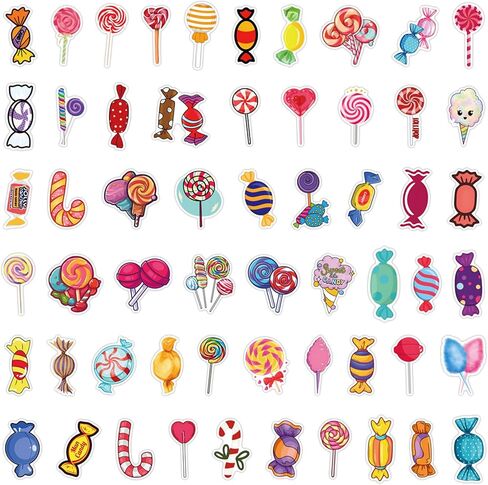 Cute Candy Stickers Pack 55PCS Cartoon Sweet Stickers Gifts for Kids Girls Boys, Kechup Waterproof Vinyl Dessert Stickers for Water Bottles Journaling Luggage Party Supplies in Saudi Arabia