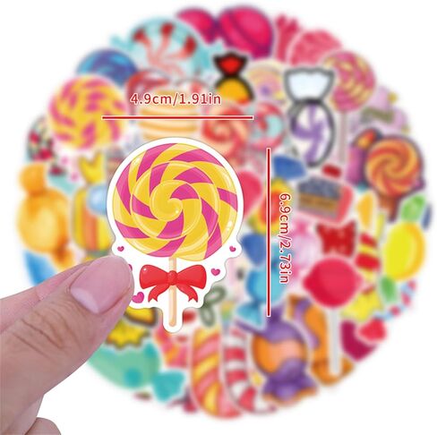 Cute Candy Stickers Pack 55PCS Cartoon Sweet Stickers Gifts for Kids Girls Boys, Kechup Waterproof Vinyl Dessert Stickers for Water Bottles Journaling Luggage Party Supplies in Saudi Arabia