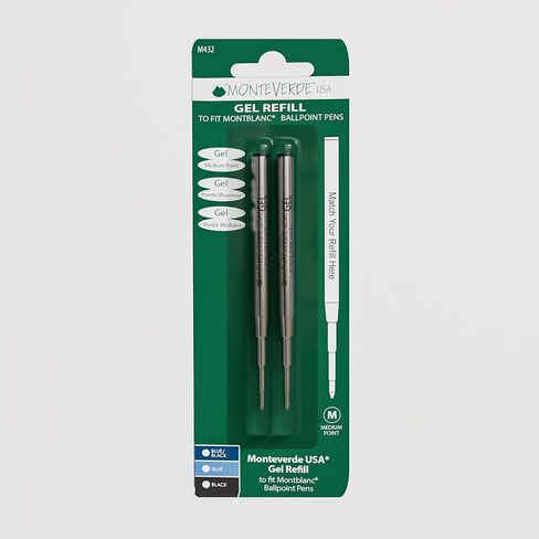 Monteverde USA Capless Gel Rechill لتناسب أقلام Montblanc Point - Medium Point ، Black 2 Count (1Pack) (M432BK) in Kuwait