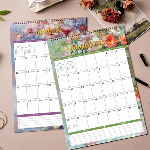 2025-2026 Calendar - Wall Calendar 2025-2026, Jul.2025 - Dec.2026, 12"x17", 2025-2026 Wall Calendar with Twin-Wire Binding + Hanging Hook + Large Ruled Blocks with Julian Dates in Saudi Arabia