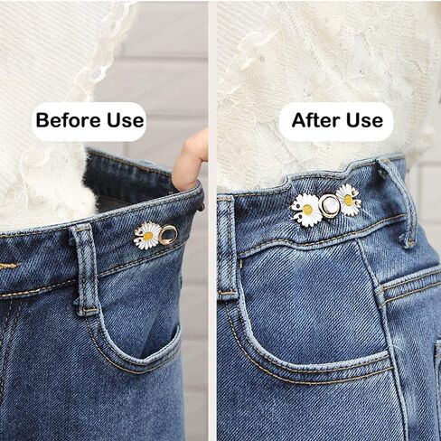 MOTYAWN 4 Styles Jean Button Pins, Adjustable Jean Button, Detachable Jean Button Pin, No Sewing Required, Perfect Fit Instant Jean Button (4 Pairs of Flowers Models) in Saudi Arabia