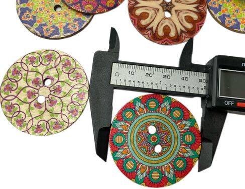 30-Pack 2 inch (50mm) Large Wooden Craft Buttons Mixed Pattern, for Sewing, DIY Crafts (2 Inch) (B) in Kuwait
