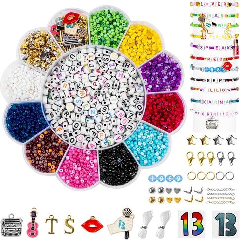 Goldwise St. Patrick's Day Crafts, St Patricks Green Beads for Jewelry Making Kit, 2880pcs Seed Beads in 6 Colors with Varities of St. Patrick's Charms, Gold Letter Beads, and DIY for Party Parade in Saudi Arabia