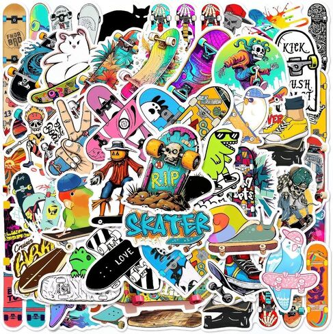50pcs Cool Neon Stickers, Water Bottle Stickers Waterproof Vinyl Stickers, Stickers for Laptop Skateboard Journal Notesbook Phone Cup Guitar Luggage etc Sticker Pack for Kids Adults Teens in Saudi Arabia