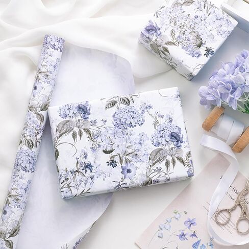 RUSPEPA Floral Wrapping Paper Roll for Women Girls, Mini Roll, Elegant Wild Flower Design Gift Wrap Paper Perfect for Birthdays, Bridal Shower, Spring, Wedding, Mother's Day, 17 Inch x 16.4 Feet in Kuwait