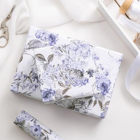 RUSPEPA Floral Wrapping Paper Roll for Women Girls, Mini Roll, Elegant Wild Flower Design Gift Wrap Paper Perfect for Birthdays, Bridal Shower, Spring, Wedding, Mother's Day, 17 Inch x 16.4 Feet in Kuwait