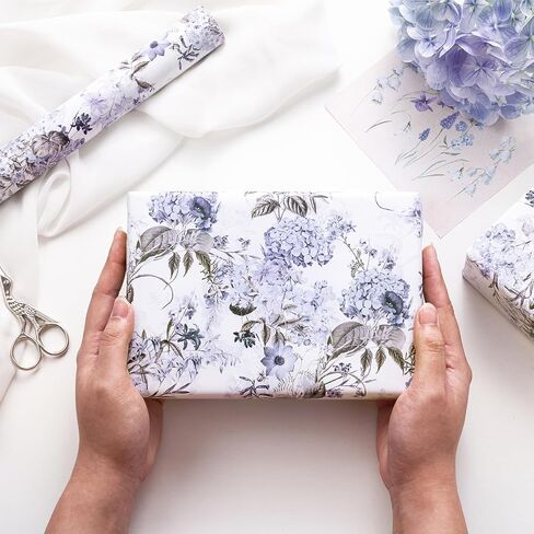 RUSPEPA Floral Wrapping Paper Roll for Women Girls, Mini Roll, Elegant Wild Flower Design Gift Wrap Paper Perfect for Birthdays, Bridal Shower, Spring, Wedding, Mother's Day, 17 Inch x 16.4 Feet in Kuwait