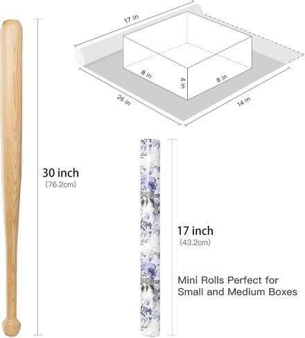 RUSPEPA Floral Wrapping Paper Roll for Women Girls, Mini Roll, Elegant Wild Flower Design Gift Wrap Paper Perfect for Birthdays, Bridal Shower, Spring, Wedding, Mother's Day, 17 Inch x 16.4 Feet in Kuwait