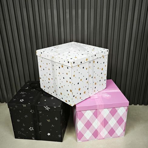 YINUOYOUJIA Large Gift Box 12x12x10Inch,Pink Gift Boxes with Lids for Presents,Cute Box,Birthday Gift Box,Gift Packaging for Valentine's Day,Mother's Day,Christmas,Anniversaries. in Kuwait