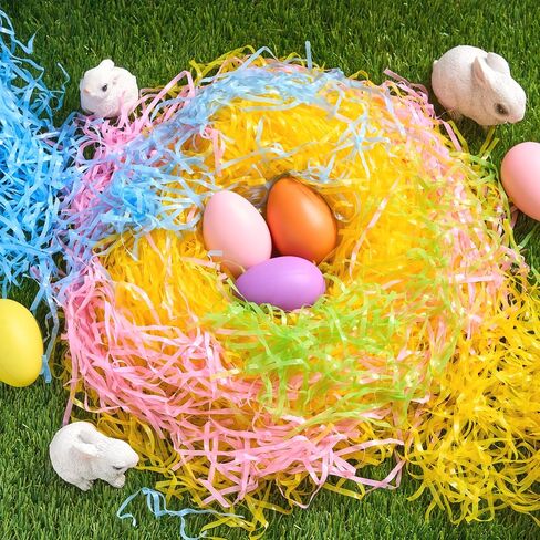Joyin 32 أوقية عيد الفصح العشب المزيف في 3 ألوان (أصفر ، أخضر ، وردي) مواد حشو تمزيقها لملء السلة ، غلاف الهدايا ، ديكور الحفلات ، مطاردة بيض عيد الفصح ، حزب تفضل in Saudi Arabia