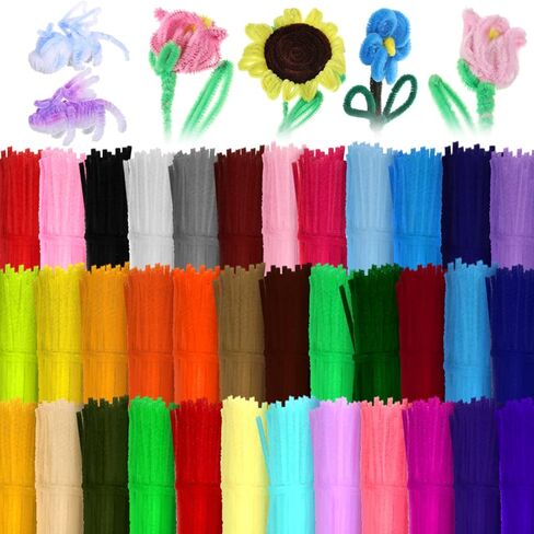 1800 PCS أنابيب منظفات 6 مم من 12 بوصة تشنيل سيقان أنابيب أنابيب أنابيب لوازم الفن لوازم فنية للأطفال البالغين ديكورات إبداعية ، 36 ألوانًا متنوعة in Kuwait