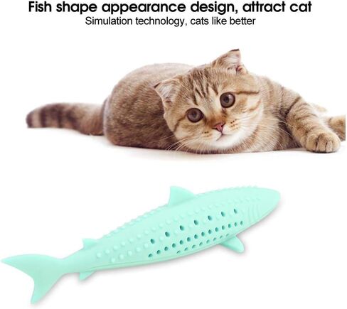 TOPINCN Interactive Cat Fish Shape Chew Toy, Silicone Pet Cat Catnip Molar Teeth Cleaning Simulation Fish Shape Training Interactive Toy(Green) in Saudi Arabia
