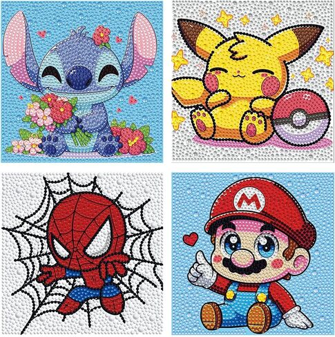 4 مجموعات فن الماس الماس للأطفال ، 5D DIY Diamond Mosaic Kits للمبتدئين وفنون الأطفال والحرف للأطفال الذين تتراوح أعمارهم بين 8-12 in Saudi Arabia