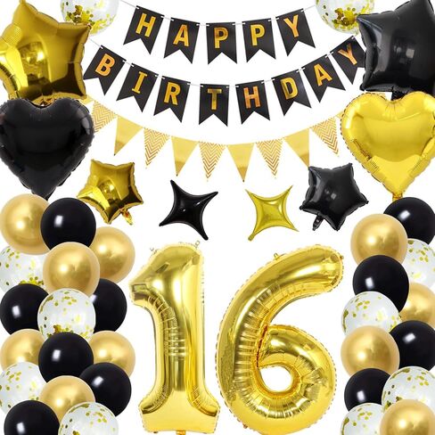 16th Birthday Decorations for Boys Blue 16th Happy Birthday Banner Sixteen Birthday Supplies Number 16 Balloons Fringe Curtain 16 Years Old Bday Party Supplies Kit for Him Her Girls (Blue) in Kuwait