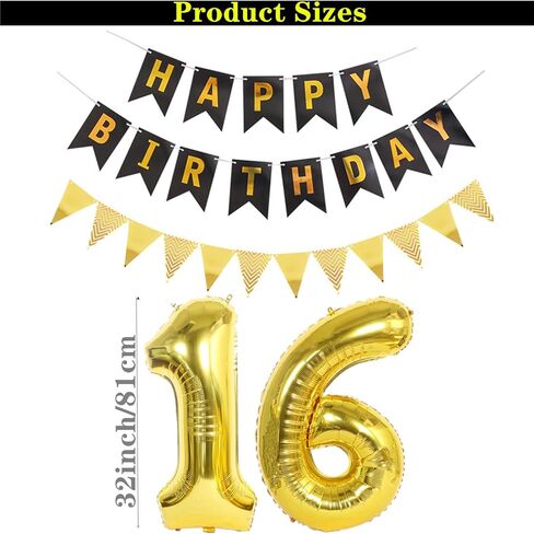 16th Birthday Decorations for Boys Blue 16th Happy Birthday Banner Sixteen Birthday Supplies Number 16 Balloons Fringe Curtain 16 Years Old Bday Party Supplies Kit for Him Her Girls (Blue) in Kuwait