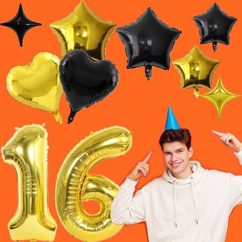 16th Birthday Decorations for Boys Blue 16th Happy Birthday Banner Sixteen Birthday Supplies Number 16 Balloons Fringe Curtain 16 Years Old Bday Party Supplies Kit for Him Her Girls (Blue) in Kuwait