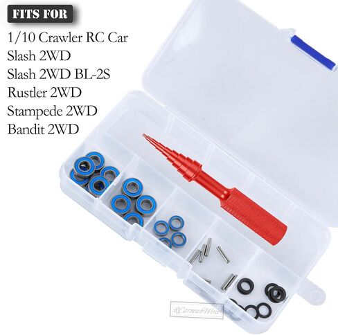 ترقيات مجموعة RC Bearings Progrates لـ 1/10 Slash 2WD ، Slash 2WD BL-2S ، Rustler 2WD ، Stampede 2WD ، Bandit 2WD RC Car ، Bearings Kit Up ، 19pcs w/bearing tool ، Black in Kuwait