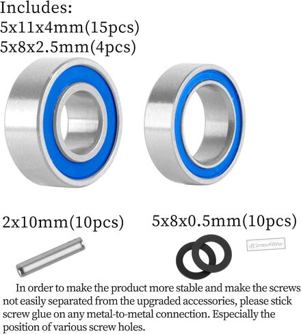 ترقيات مجموعة RC Bearings Progrates لـ 1/10 Slash 2WD ، Slash 2WD BL-2S ، Rustler 2WD ، Stampede 2WD ، Bandit 2WD RC Car ، Bearings Kit Up ، 19pcs w/bearing tool ، Black in Kuwait