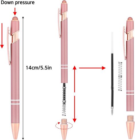 eoout 12pcs proint pens ، حبر سوداء سوداء سوداء ناعم انقر فوق قلم معدني مع نصيحة من قلم الشاشات اللمس ، ونقطة 2 في 1 مع نصيحة القلم in Kuwait