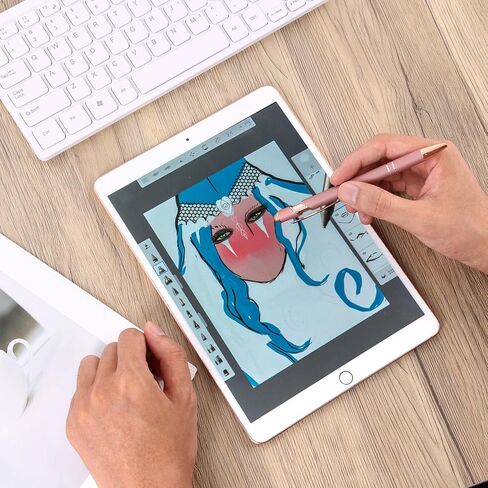 eoout 12pcs proint pens ، حبر سوداء سوداء سوداء ناعم انقر فوق قلم معدني مع نصيحة من قلم الشاشات اللمس ، ونقطة 2 في 1 مع نصيحة القلم in Kuwait