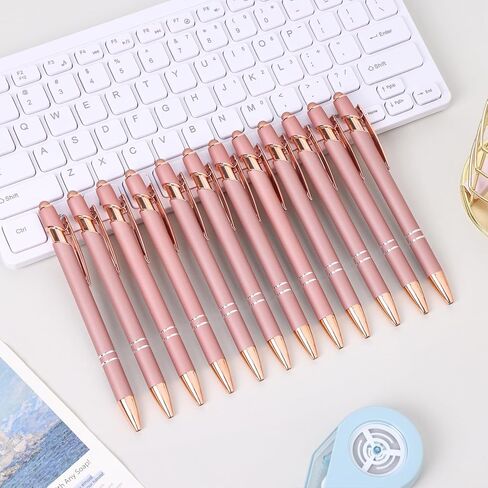 eoout 12pcs proint pens ، حبر سوداء سوداء سوداء ناعم انقر فوق قلم معدني مع نصيحة من قلم الشاشات اللمس ، ونقطة 2 في 1 مع نصيحة القلم in Kuwait