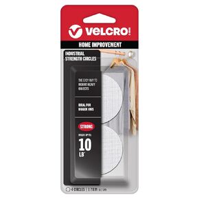 VELCRO Brand 90363 Industrial Fasteners Stick-On Adhesive | Professional Grade Heavy Duty Strength | Indoor Outdoor Use, 1 7/8in, Circles 4 Sets