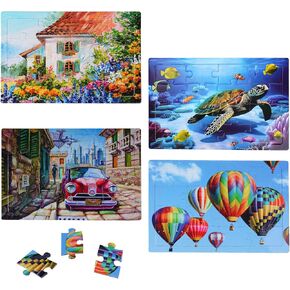4 Pack 16 Large Piece Puzzles Dementia Alzheimer's Products and Activities - Memory Game for Patients in Nursing Home - Easy Puzzle for Adults for Seniors or Elderly Alzheimer's Patients (4pcs)