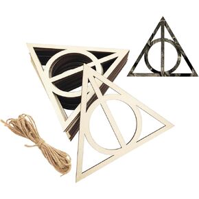 30 Pack 4 Inch Wood Deathly Hallows Cutouts Unfinished Wood Deathly Hallows Crafts Wooden Deathly Hallows Hanging Ornaments DIY Deathly Hallows Craft Gift Tags for Home Party Decoration