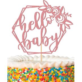 MYAMPED Hello Baby Cake Topper - Glitter Golden Baby Birthday Cake Decorating Supplies, Perfect for Baby Shower Favors, Baby Gender Reveal, Baby Birthday Party or Baby Photo Booth Props