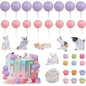 Raynag 35 Pitch Cat Cake Topper Cat Decortations Decorations واقعية تماثيل القط تماثيل القط زخارف Cat Paw Cake Toppers للقطار الذي يحمل عنوان عيد ميلاد محبي القطط ديكورات المنزل