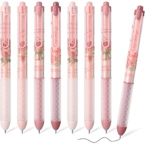 BAYTORY 8Pcs Retractable Gel Pens, Scented Ink Pens, Smooth Writing Black Ink Pen with Aesthetic Pen Barrel for Journaling Note Taking Sketching (Coffee)