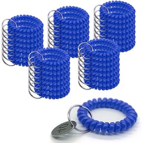 50pcs سلسلة مفاتيح المعصم الأزرق - حاملي الشارات الزرقاء الربيع الربيعي دوامة مفتاح سلسلة مفاتيح لامرأة فتاة مفتاح الحامل البحري لون مفتاح سوار سوار ناعم البلاستيك معصم