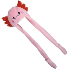 Rhode Island Novelty Axolotl Plush Hoodie Scarf Hat 3.5"-Pink