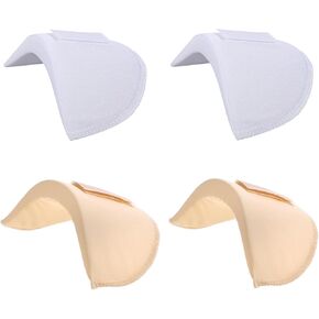 2 Pairs Set-in Shoulder Pads Thickness 1.5cm Breathable Sponge Pads High Low Shoulders Enhancer for Women Men Clothes Blazer Suit Coat Jacket Shirt Sewing Supplies(Black & Skin & White) (White+Skin)