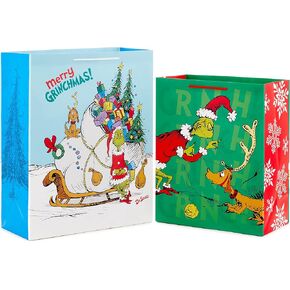 Hallmark Dr. Seuss Grinch Wrapping Paper for Kids (3 Rolls: 105 Sq. Ft. Ttl) for Christmas with Blue Tiles, White Snowflakes, Cindy Lou Who, Max