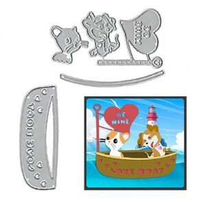 Cat Dog Cutting Dies Animal Die Cuts for Card Making - Cartoon Animals Dies Background Embossing Stencil Template Tool for DIY Scrapbooking Photo Album Card Craft Decoration