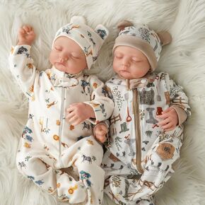 Lifelike Reborn Baby Dolls Twins Noah - 20 Inch Realistic Newborn Real Life Baby Boy Girl Dolls Soft Vinyl Cotton Body Baby Dolls with Clothes and Toy Gift for Kids 3+ & Collectors