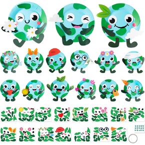 EZdhuawuse Earth Day Paper Plate Craft for Kids - 32P Earth Day Craft DIY Art Kit Gift for 4 5 6 7 8 Year Old Boys Girls, Make Your Own DIY Paper Art Decor for Home Classroom Activities Party Favors