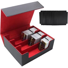 CollectibleTradingCardCases,DeckCasewith PU Leather & Magnetic Closure,Card Deck Case for Trading Cards 1800+ Includes 10Card Dividers,Magic Card Protectors Fit for Game & Sport Cards (Black/Gray)