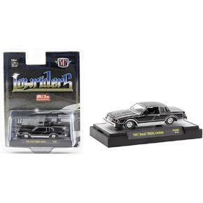 1987 Regal Limited Lowrider Black with Silver Graphics Lowriders Limited Edition to 5500 pieces Worldwide 1/64 Diecast Model Car by M2 31500-MJS