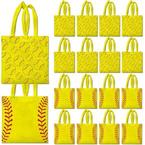 Ertyjikg 20 Pcs Softball Party Decorations Softball Goodie Favor Bags Softball Gift Bags Non-woven Bags Reusable for Softball Birthday Party Supplies