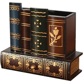 Kisangel False Book Box Vintage Wooden Pen Pencil Storage Book Book Book Onsique Classic Fake Book 15x13. 5 سم مع درج لمكتبة كونترتوب الغرور