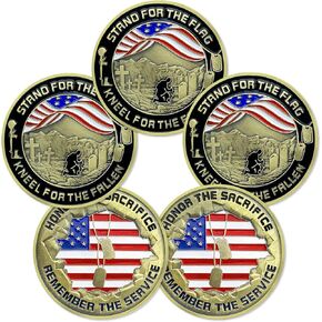 United States Military Veterans Challenge Coin - Stand for The Flag, Kneel for The Fallen