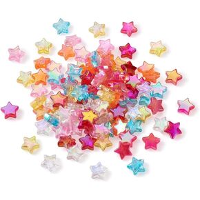 700Pcs AB Color Acrylic Star Beads Colorful Pastel Star Pony Beads Various Color Laser Charming Beads Cute Star Beads for Necklace Bracelet Earring(Color-Star)
