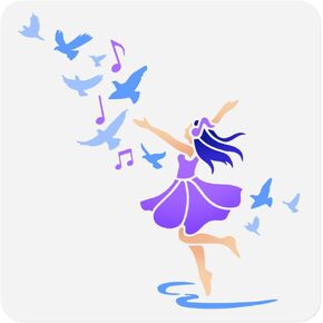 3 Pack Ballet Dancer in Stage Decor Stencil for Painting on Wall 11.7 x 8.3 Inch Reusable Plastic Dancer Music Craft Stencil for Painting on Wood Fabric Furniture, DIY Home Decor Stencil