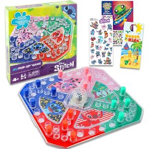 Stitch Pop Up Board Game - Bundle with Lilo and Stitch Board Game for Kids with Pop Up Dice Plus Tattoos, Activity Book, More | Stitch Games for Birthday Party