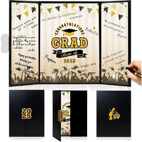 Class of 2025 Graduation Decorations - Black and Gold Graduation Guest Book Alternative, 2025 Graduation Congrats Grad Signature Board Guestbook Graduation Gift Graduation Party Decor