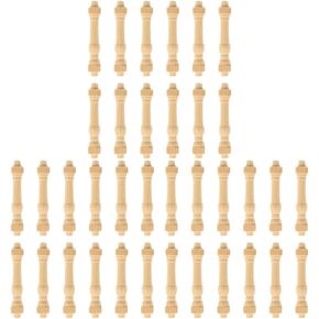 COHEALI 36 pcs Wooden Art Craft Decor Accessory DIY Spindles Unfinished Dollhouse Wood Handrails Layout Models Miniature Furniture for Mini Railing Adornment House Decors Furnitures