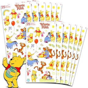 Winnie the Pooh Party Favors for Boys & Girls Bundle ~ 12 Pack Pooh Bear Sticker Sheets for Kids Birthday Party Goodie Bags | Winnie the Pooh Party Supplies Set
